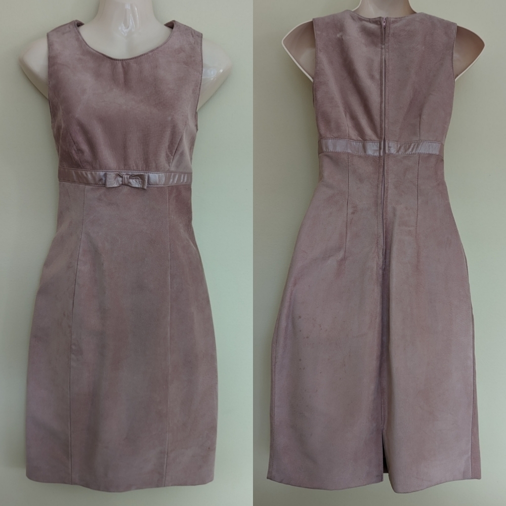 Vintage Danier suede leather pink dress xs p